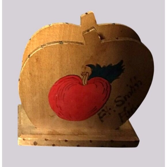 Napkin Letter Mail Holder Wooden Cottagecore Wooden Apple Ft Smith Ark. - Picture 1 of 5
